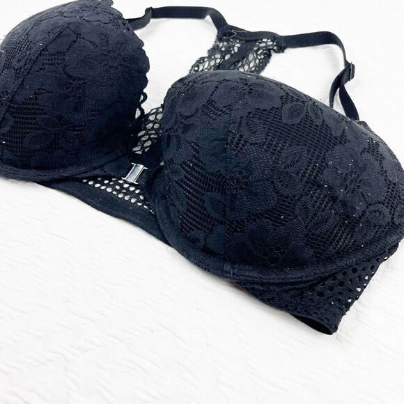 BUY 1 GET 1 FREE H&M 34D front close black lace bra - Picture 2 of 11